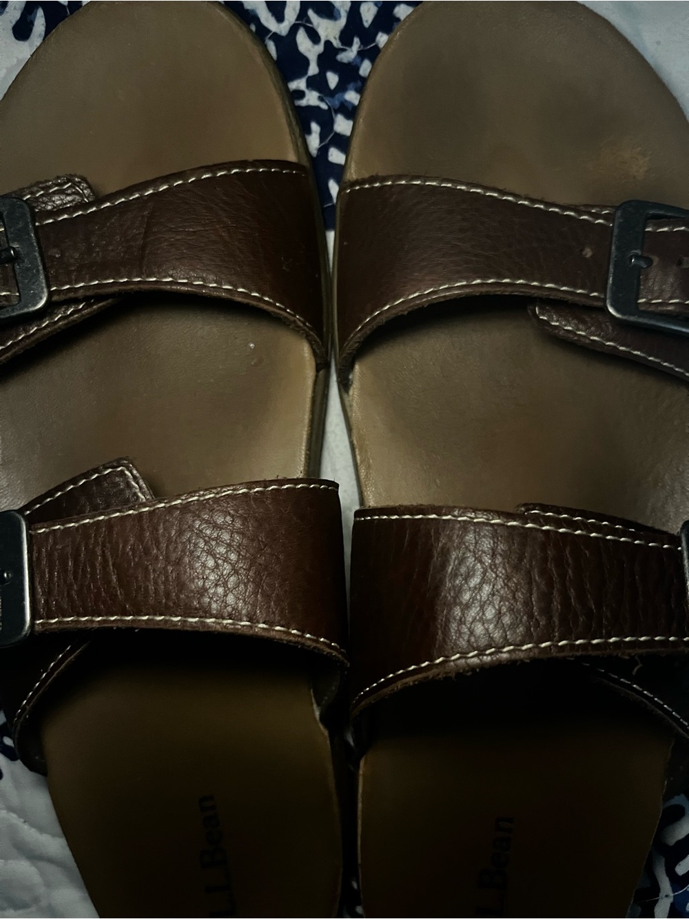 L.L. Bean Dark Brown Double-Buckle Leather Slide Sandals - Picture 10 of 10
